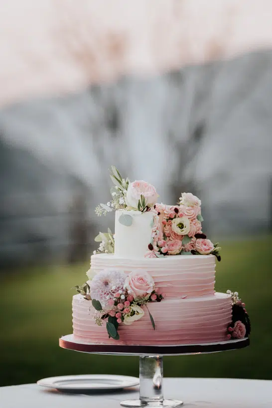 Hochzeitstorte im Sonnenuntergang, Torte, Hochzeit